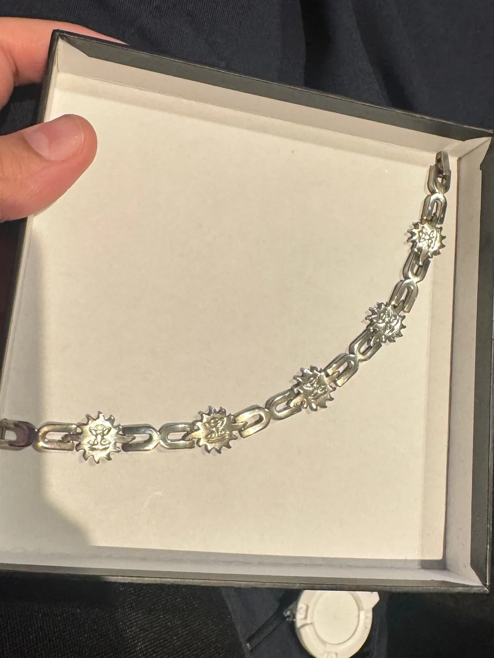 Vintage 925 Sterling Silver Sun Motif Linked Bracelet - - Picture 12 of 14